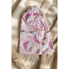 Hoppa Kız Çocuk Pembe Unicorn Desenli Pamuklu Esnek Penye Bere - Gümüş Sim Detaylı Mevsimlik Çocuk Şapkas