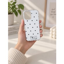 Aksesuarda iPhone 16 Uyumlu Puppy Dot Sevimli Köpek Desenli Puantiyeli Esnek Darbe Emici Şık Telefon Kılıfı