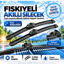 Solezon Maybach Tipi Fıskiyeli Akıllı Silecek Seti 2 Adet 14 Adaptörlü Ölçü: 450X400