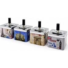 TeknoKapsül 12 Adet Ashtray Kare - Basmalı Metal Küllük
