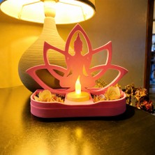 Solmazlar Online 3D Baskı Lotus Buda Mumluk - Dekoratif Tealight Mumluk-Pembe