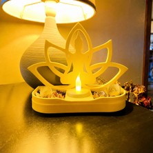 Solmazlar Online 3D Baskı Lotus Buda Mumluk - Dekoratif Tealight Mumluk-Sarı