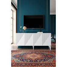 Yumedi Design KA1841B - Medish Konsol, Tv Sehpası, Çok Amaçlı Dolap ve Kahve Köşesi 180CM Beyaz