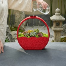 Popüler Sepet 3D Baskı Self-Watering Planter - Kendi Kendini Sulayan Saksı-Kırmızı