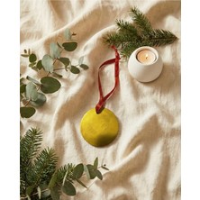 Narizen Yılbaşı Ağaç Süsü 6'lı Set - El Yapımı Seramik Altın Renkli Noel Ağacı Süsü