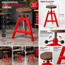 Yüksekliği Ayarlanabilir Bar Taburesi | Döner Metal Tabure | Endüstriyel Mutfak Ada & Cafe Taburesi