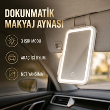 Rey Point Üç Işık Modlu Şarjlı Araç Içi Dokunmatik Makyaj Aynası Güneşlik Şarjlı Pilli