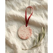 Narizen Yılbaşı Ağaç Süsü 3'lü Set - El Yapımı Seramik Yazı Desenli Noel Ağacı Süsü