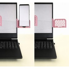 Popüler Sepet 3D Baskı Monitor Telefon Tutucu - Petek Desenli Laptop Kenar Telefon Tutucu-Pembe