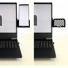 Popüler Sepet 3D Baskı Monitor Telefon Tutucu - Petek Desenli Laptop Kenar Telefon Tutucu-Siyah