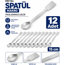 Labolist Metal Spatül Makro 15 cm - Paslanmaz Çelik Spatula - 12 Adet