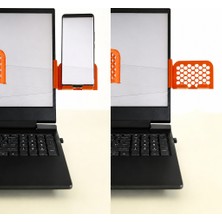 Popüler Sepet 3D Baskı Monitor Telefon Tutucu - Petek Desenli Laptop Kenar Telefon Tutucu-Turuncu