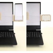 Popüler Sepet 3D Baskı Monitor Telefon Tutucu - Petek Desenli Laptop Kenar Telefon Tutucu-Bej