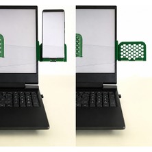 Popüler Sepet 3D Baskı Monitor Telefon Tutucu - Petek Desenli Laptop Kenar Telefon Tutucu-Yeşil