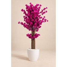 Erhan Flowers 130 cm Mor Bahar Dalı Ağacı Plastik Beyaz Saksı