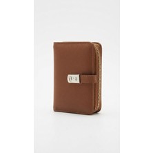 C&On Design Lüks Taba Rengi Fermuarlı Bölmeli Kadın Cüzdan ve Kartlık