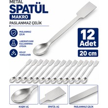 Labolist Metal Spatül Makro 20 cm - Paslanmaz Çelik Spatula- 12 Adet