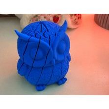 Popüler Sepet 3D Baskı Hareketli Baykuş Figürü - Eklemli Flexi Oyuncak - Mavi