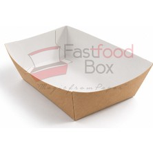 Fastfood Box Kraft Karton Tava – Gıda Servis ve Paketleme Kabı 16,7x9,6x5 cm