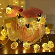 Bak Gel Al Metal Ananas Figürlü 10lu LED Işık Zinciri, Dekoratif Ev, Parti, Yılbaşı ve Oda Süsleme Aydınlatma