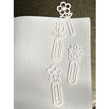 Popüler Sepet 3D Baskı Çiçek Figürlü Ataç ve Kitap Ayracı - 8li Set - Beyaz