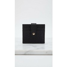 C&On Design Unisex Siyah Simli Glitler Deri Kartlık, Çıtçıtlı Cüzdan ve Kartvizitlik