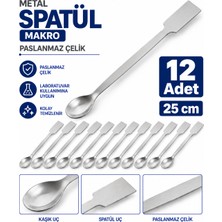 Labolist Metal Spatül Makro 25 cm - Paslanmaz Çelik Spatula- 12 Adet