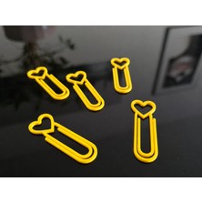 Popüler Sepet 3D Baskı Kalp Figürlü Ataç - 10LU Set - Sarı