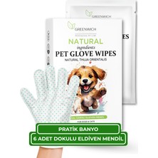 Greenwich Kedi ve Köpek Dokulu Eldiven Mendil 6'lı Tekli Paket – Durulama Gerektirmeyen Temizleme Eldiveni | Banyo Alternatifi Günlük Hijyen ve Bakım