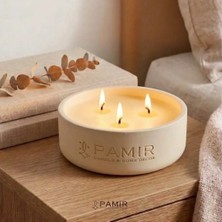 Pamir Candles American Vanilla Kokulu Mum | Dekoratif Taş Mum | Kapaklı, Dikey ve Yatay Saksı Form | Geri Dönüşüm Ürün