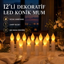 Rey Point Uzaktan Kumandalı 12 Li Titreyen Dekoratif Konik Şekilli Mum Seti