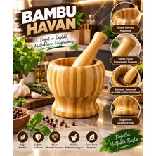  Doğal Bambu Havan ve Tokmak Seti – Şık ve Pratik Baharat Ezici