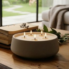 Pamir Candles Dekoratif Büyük Boy Vegan American Vanilya Kokulu Kase Mum & Kandil Terapi Chakra Orta Sehpa Objeler