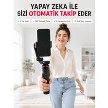 SS Home Concept Aı Yüz Takip Özellikli Gimbal Selfie Stick 360° Dönebilen Telefon Tutucu Uzayabilir Bluetooth Kumandalı