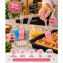  3’lü Silikon Pasta ve Yumurta Fırçası Seti 21 cm – Mavi, Pembe ve Gri