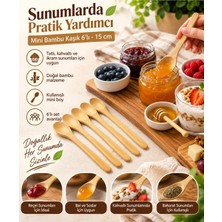  6’lı Mini Bambu Kaşık Seti 15 cm – Reçel, Bal, Baharat ve Sos Kaşığı