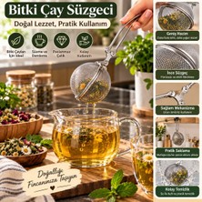 Paslanmaz Çelik Metal Bitki Çayı Süzgeci – Ince Filtreli, Maşalı Pratik Çay Demleme Aparatı