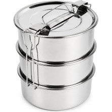 SS Home Concept Çelik 3lü Metal Sefer Tası Taşıma Kulp=bağlama Kancalı