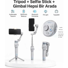 SS Home Concept 3 Eksen Telefon Gimbal Stabilizer Yapay Zeka Takipli Katlanabilir Dahili Dolgu Işıklı Video Sabitleyici