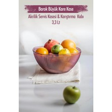 SS Home Concept Akrilik Barok Mürdüm Büyük Kare Meyve & Salata Kasesi & Karıştırma Kabı / 3,3 Lt (Cam Değildir)