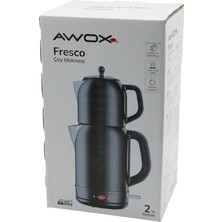 SS Home Concept Awox Fresco Siyah Elektrikli Çay Makinesi Çaycı Set 1.7lt Su Isıtıcı + 1.2lt Demlik Paslanmaz Çelik Gövde 2200W