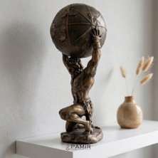 Pamir Candles Mitolojik Atlas Figürü – Bronz Görünümlü Ev & Ofis Dekoru Antik Yunan Mitolojisi