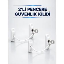 SS Home Concept Anahtarlı Pencere Güvenlik Aparatı Beyaz Kablolu Açılma Sınırlayıcı 2’li Set