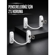 SS Home Concept Beyaz Kablolu Pencere Kilidi 2 Adet Çocuk Koruma ve Pencere Emniyet Aparatı