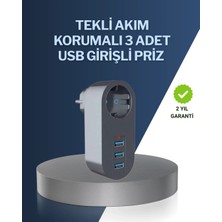 SS Home Concept Çocuk Korumalı Termal Priz – 3'lü USB Şarj ve Akım Koruması