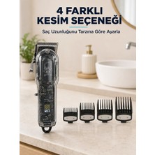 SS Home Concept Saç Kesme ve Tıraş Makinesi 4 Kılavuz Taraklı Ayarlanabilir Bıçaklı LCD Ekranlı Şarj Edilebilir Profesyonel Tasarım