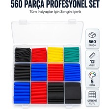SS Home Concept 560 Parça Kablo Izolasyon Makaron Seti 12 Ölçü 5 Renk Heat Shrink Tube Organizer Kutulu