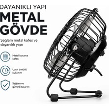 SS Home Concept USB Şarjlı - Metal Gövde 14.5X7.5X15CM Mini Masaüstü Fan - Vantilatör EFN-482