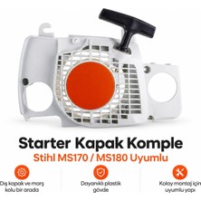 Algaride Stıhl MS170  MS180 Uyumlu Starter Kapak Komple  Motorlu Testere Marş Kapağı Ip ve Çekme Mekanizması
