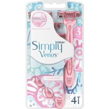Gillette Venus Simply Venus 3 Miami Tıraş Makinesi Gövdesi + 4 Bıçak 4'lü